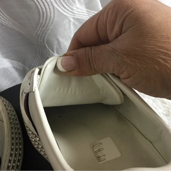 Gucci White Leather Sneakers with Red & Blue Heel Tabs - Picture 9 of 15